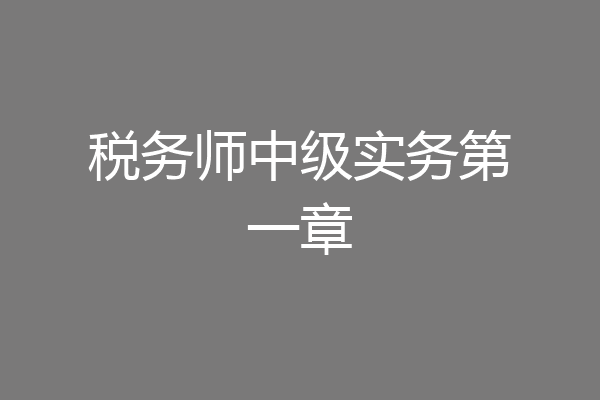 税务师中级实务第一章