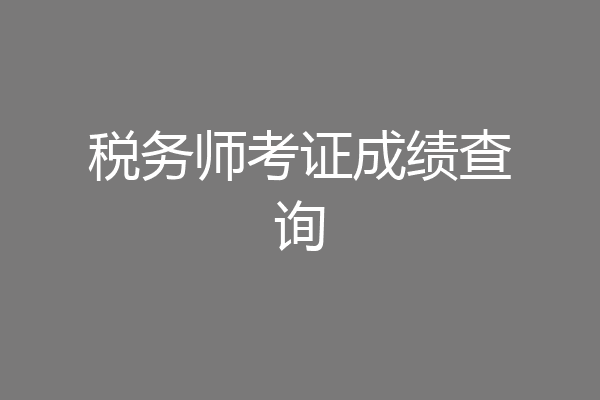 税务师考证成绩查询