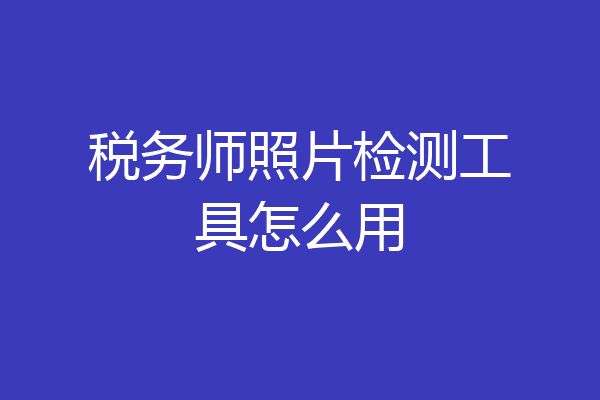 税务师照片检测工具怎么用