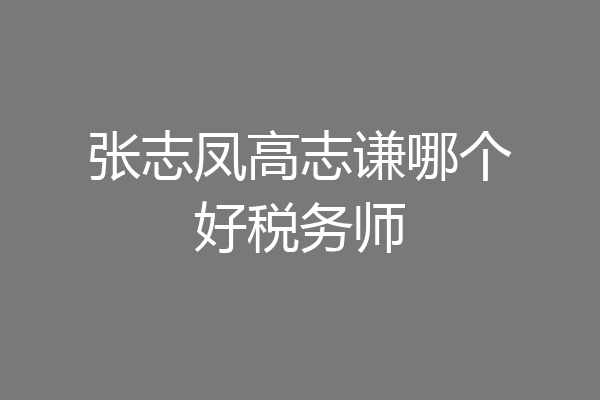 张志凤高志谦哪个好税务师
