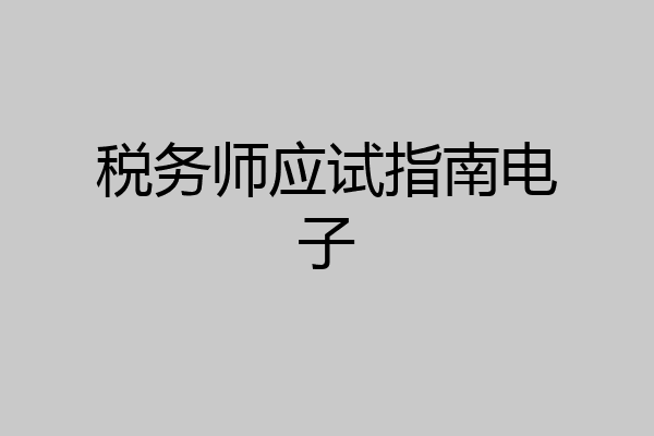 税务师应试指南电子