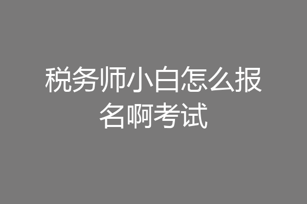 税务师小白怎么报名啊考试