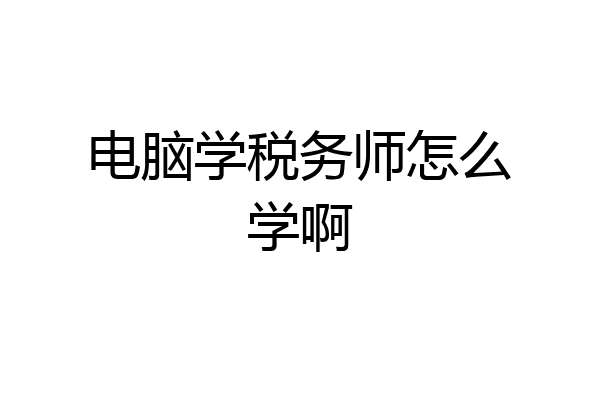 电脑学税务师怎么学啊