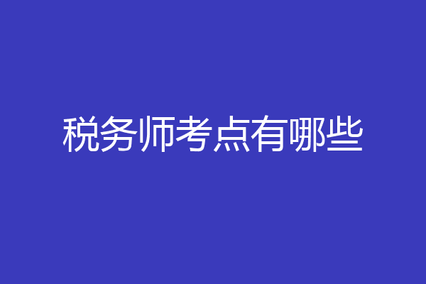 税务师考点有哪些