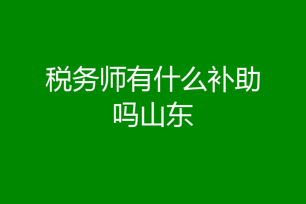 税务师有什么补助吗山东