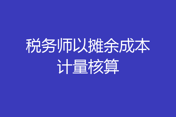 税务师以摊余成本计量核算