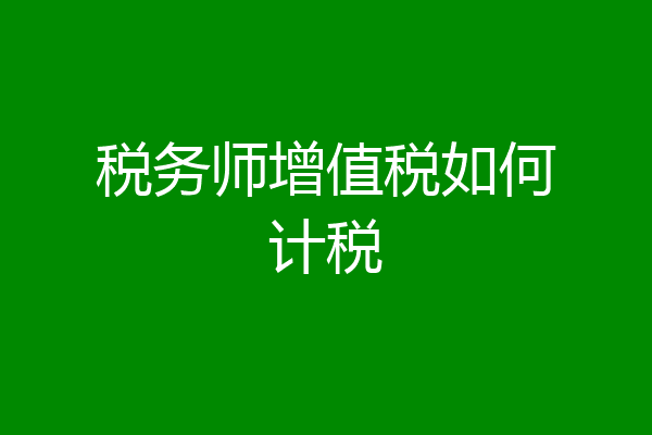 税务师增值税如何计税