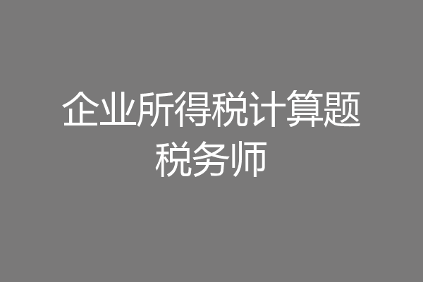 企业所得税计算题税务师
