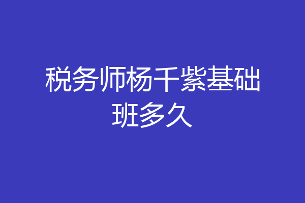 税务师杨千紫基础班多久