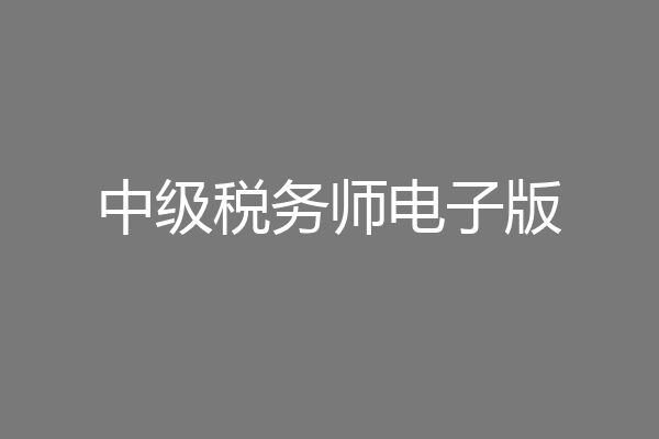 中级税务师电子版