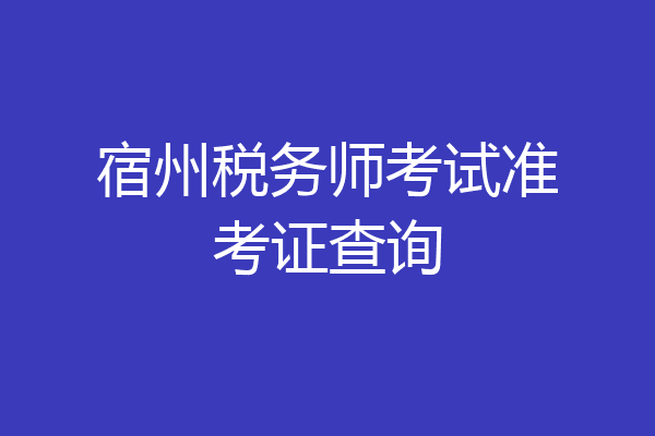 宿州税务师考试准考证查询
