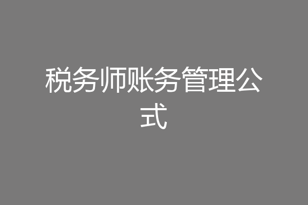 税务师账务管理公式