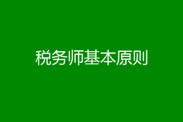 税务师基本原则