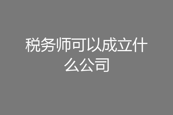 税务师可以成立什么公司