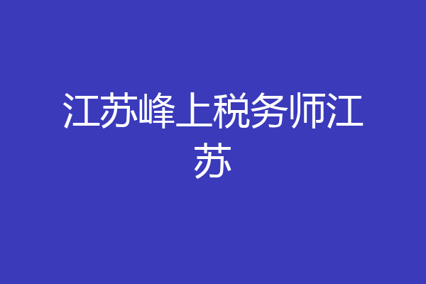江苏峰上税务师江苏