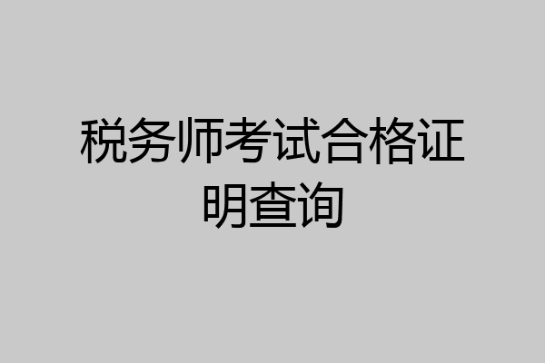 税务师考试合格证明查询