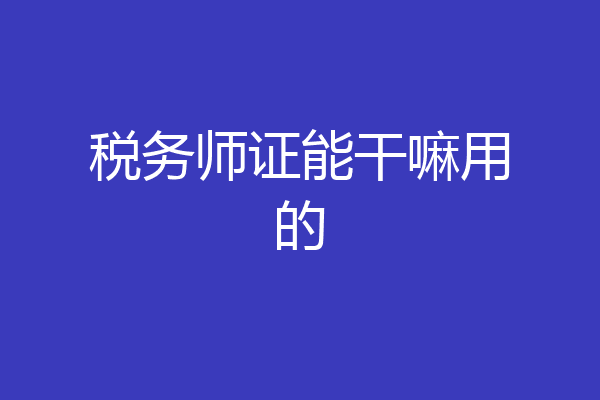 税务师证能干嘛用的