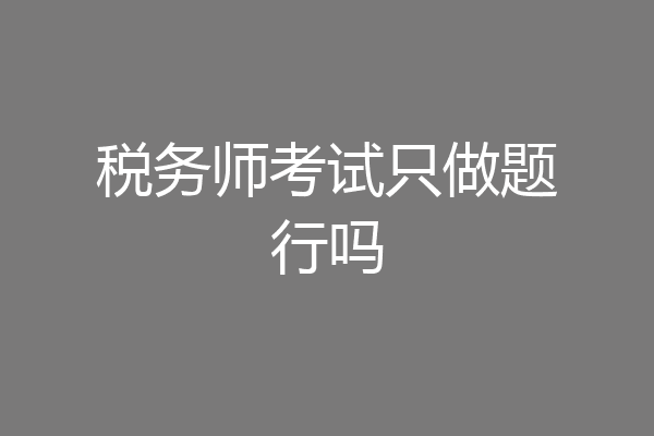 税务师考试只做题行吗