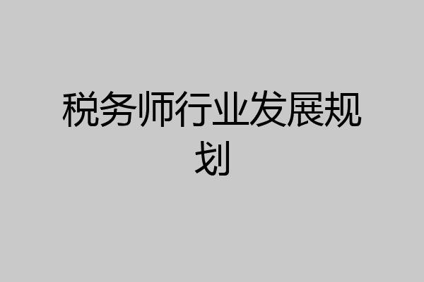 税务师行业发展规划