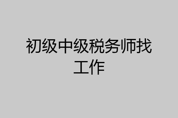 初级中级税务师找工作