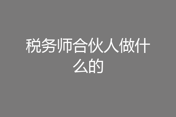 税务师合伙人做什么的