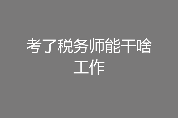 考了税务师能干啥工作