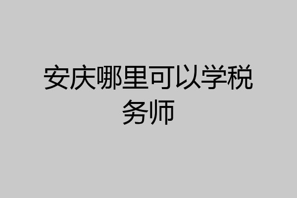 安庆哪里可以学税务师