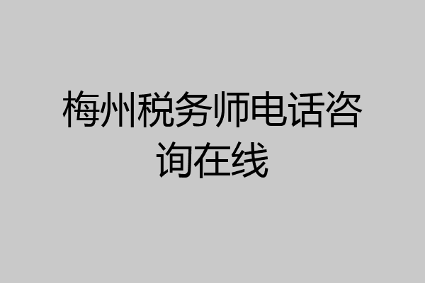 梅州税务师电话咨询在线