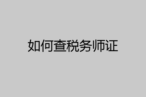 如何查税务师证