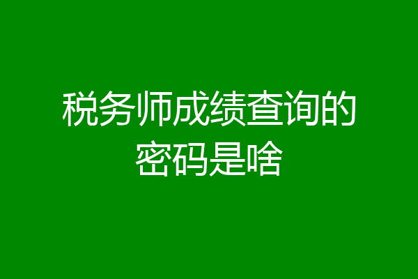 税务师成绩查询的密码是啥