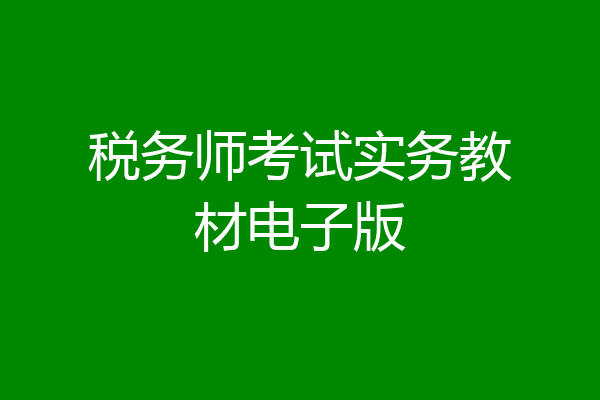 税务师考试实务教材电子版