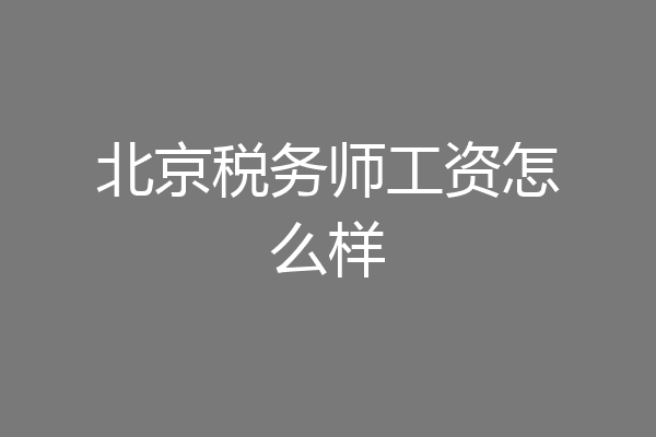 北京税务师工资怎么样