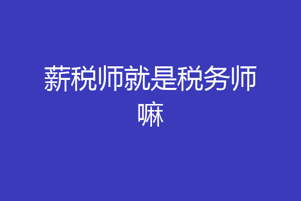 薪税师就是税务师嘛