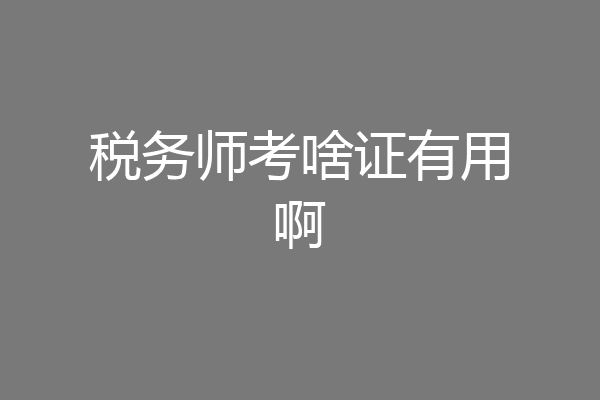 税务师考啥证有用啊