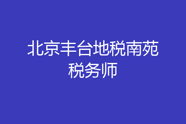 北京丰台地税南苑税务师