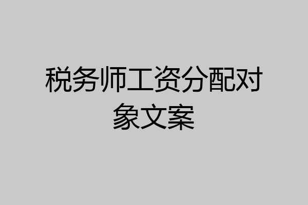 税务师工资分配对象文案