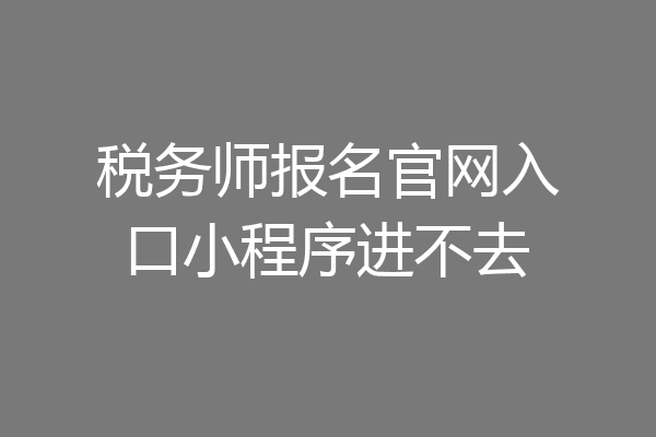 税务师报名官网入口小程序进不去