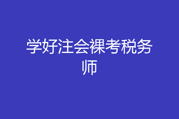 学好注会裸考税务师