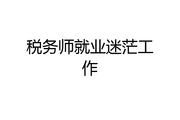 税务师就业迷茫工作