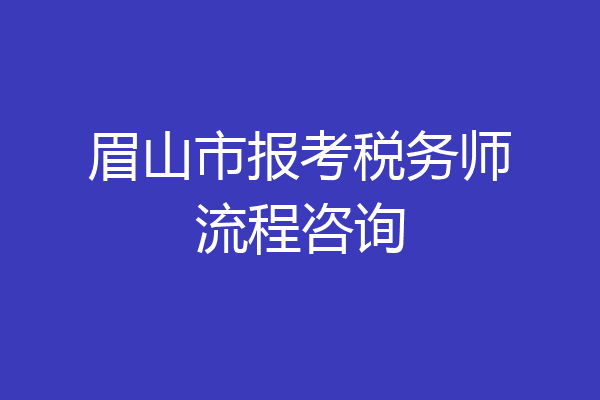 眉山市报考税务师流程咨询