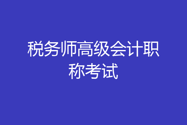 税务师高级会计职称考试