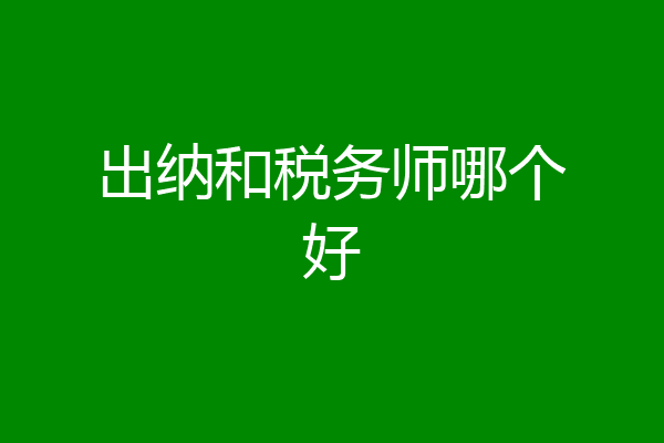 出纳和税务师哪个好