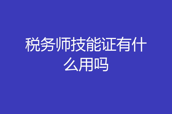 税务师技能证有什么用吗