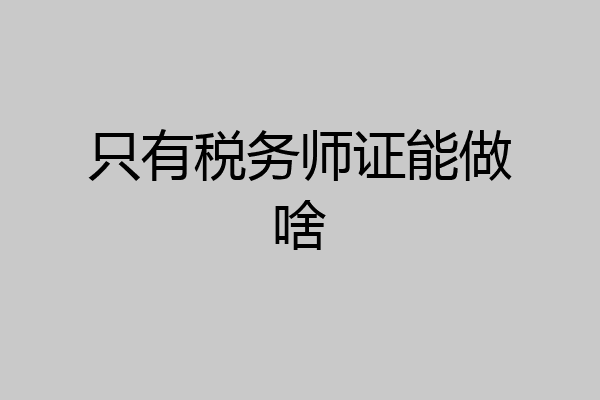 只有税务师证能做啥