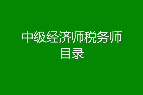 中级经济师税务师目录