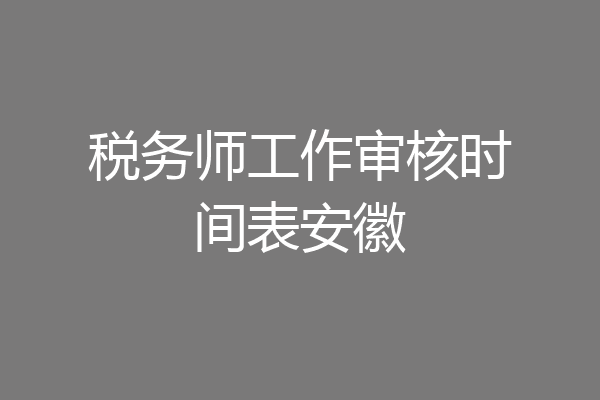 税务师工作审核时间表安徽