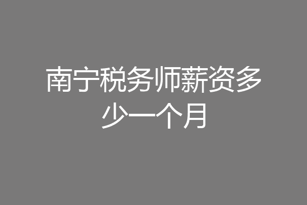 南宁税务师薪资多少一个月