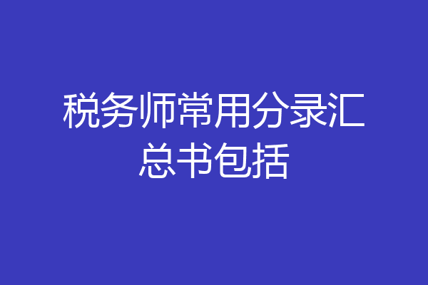 税务师常用分录汇总书包括