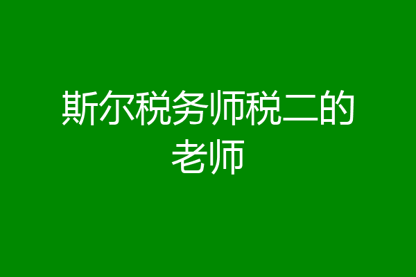 斯尔税务师税二的老师