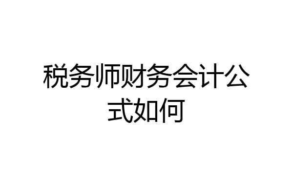 税务师财务会计公式如何